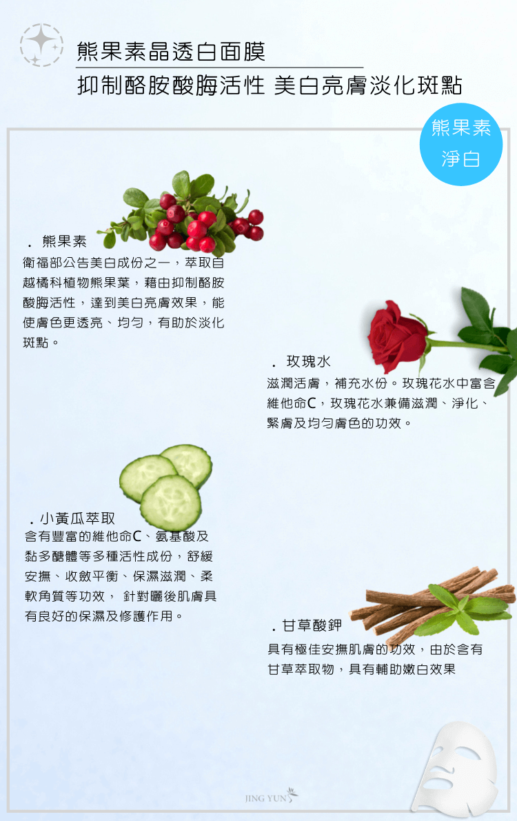 熊果素晶透白面膜